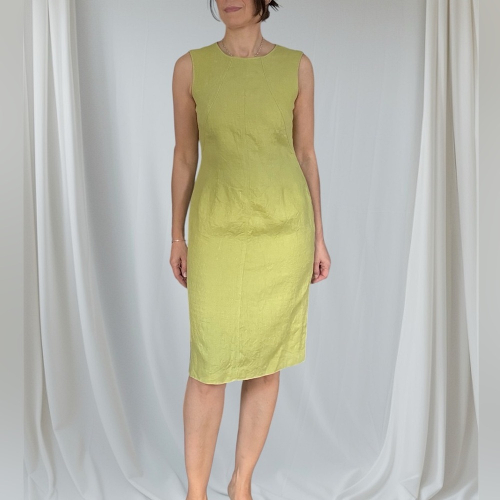 Talbots Irish Linen Shift Dress Chartreuse size 8